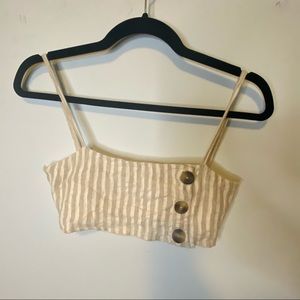 Pull&Bear crop top summer tank cream button tee